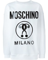 weißer bedruckter Pullover mit einem Rundhalsausschnitt von Moschino