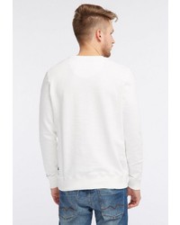 weißer bedruckter Pullover mit einem Rundhalsausschnitt von Petrol Industries