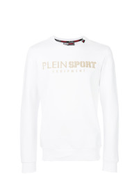 weißer bedruckter Pullover mit einem Rundhalsausschnitt von Plein Sport