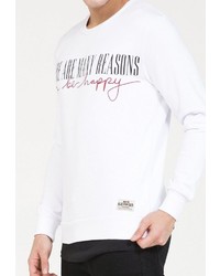 weißer bedruckter Pullover mit einem Rundhalsausschnitt von PLUS EIGHTEEN