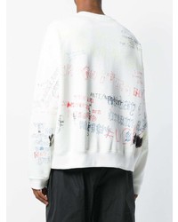 weißer bedruckter Pullover mit einem Rundhalsausschnitt von Yeezy