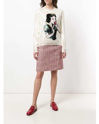 weißer bedruckter Pullover mit einem Rundhalsausschnitt von Gucci