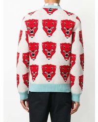 weißer bedruckter Pullover mit einem Rundhalsausschnitt von Gucci