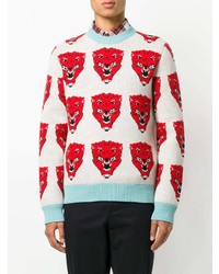 weißer bedruckter Pullover mit einem Rundhalsausschnitt von Gucci