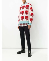 weißer bedruckter Pullover mit einem Rundhalsausschnitt von Gucci