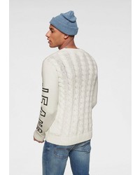 weißer bedruckter Pullover mit einem Rundhalsausschnitt von Tommy Jeans