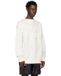 weißer bedruckter Pullover mit einem Rundhalsausschnitt von Sacai