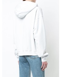 weißer bedruckter Pullover mit einer Kapuze von Adaptation