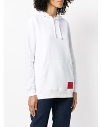 weißer bedruckter Pullover mit einer Kapuze von Calvin Klein Jeans