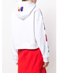weißer bedruckter Pullover mit einer Kapuze von Mira Mikati