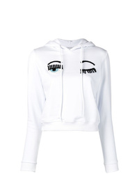 weißer bedruckter Pullover mit einer Kapuze von Chiara Ferragni