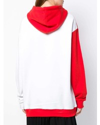 weißer bedruckter Pullover mit einer Kapuze von MSGM