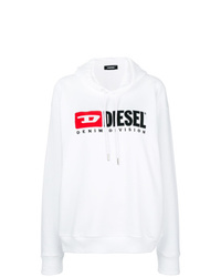 weißer bedruckter Pullover mit einer Kapuze von Diesel
