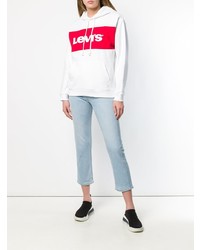 weißer bedruckter Pullover mit einer Kapuze von Levi's