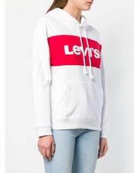 weißer bedruckter Pullover mit einer Kapuze von Levi's