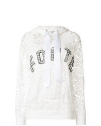 weißer bedruckter Pullover mit einer Kapuze von Forte Dei Marmi Couture