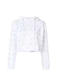 weißer bedruckter Pullover mit einer Kapuze von Gcds