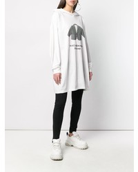 weißer bedruckter Pullover mit einer Kapuze von MM6 MAISON MARGIELA