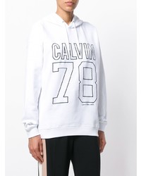 weißer bedruckter Pullover mit einer Kapuze von Calvin Klein Jeans