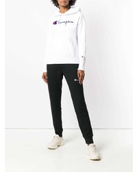 weißer bedruckter Pullover mit einer Kapuze von Champion