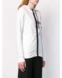 weißer bedruckter Pullover mit einer Kapuze von Philipp Plein