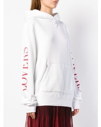 weißer bedruckter Pullover mit einer Kapuze von Amiri