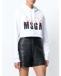 weißer bedruckter Pullover mit einer Kapuze von MSGM