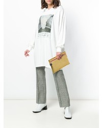 weißer bedruckter Pullover mit einer Kapuze von MM6 MAISON MARGIELA