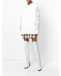 weißer bedruckter Pullover mit einer Kapuze von R13