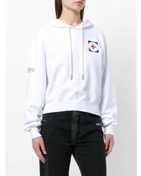 weißer bedruckter Pullover mit einer Kapuze von Off-White