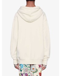 weißer bedruckter Pullover mit einer Kapuze von Gucci