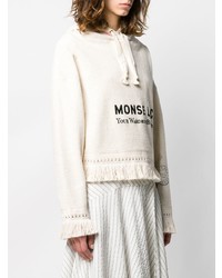 weißer bedruckter Pullover mit einer Kapuze von Monse