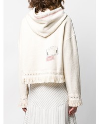 weißer bedruckter Pullover mit einer Kapuze von Monse