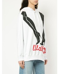 weißer bedruckter Pullover mit einer Kapuze von Yazbukey