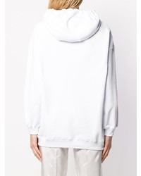 weißer bedruckter Pullover mit einer Kapuze von MSGM
