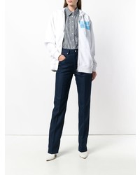 weißer bedruckter Pullover mit einer Kapuze von Calvin Klein Jeans