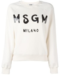 weißer bedruckter Pullover von MSGM