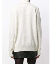 weißer bedruckter Rollkragenpullover von Maison Margiela