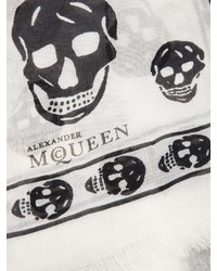 weißer bedruckter Schal von Alexander McQueen