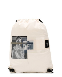 weißer bedruckter Segeltuch Rucksack von Rick Owens DRKSHDW