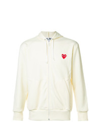 weißer bestickter Pullover mit einem Kapuze von Comme Des Garcons Play