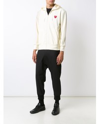 weißer bestickter Pullover mit einem Kapuze von Comme Des Garcons Play