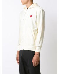 weißer bestickter Pullover mit einem Kapuze von Comme Des Garcons Play