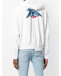 weißer bestickter Pullover mit einem Kapuze von Off-White