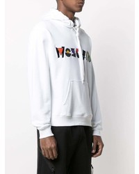 weißer bestickter Pullover mit einem Kapuze von Moschino