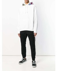 weißer bestickter Pullover mit einem Kapuze von Marcelo Burlon County of Milan