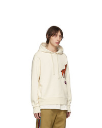 weißer bestickter Pullover mit einem Kapuze von Gucci