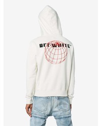 weißer bestickter Pullover mit einem Kapuze von Off-White