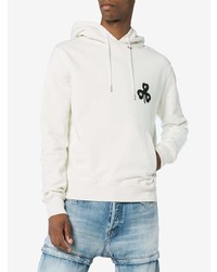 weißer bestickter Pullover mit einem Kapuze von Off-White