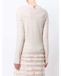 weißer bestickter Pullover mit einem Rundhalsausschnitt von RED Valentino